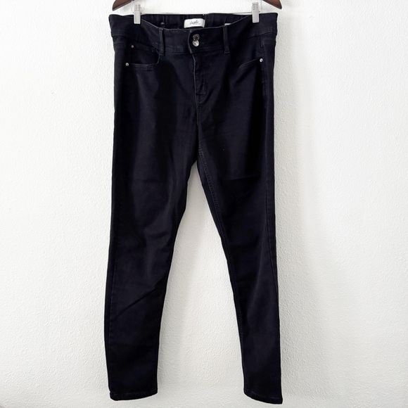 Black Curvy Skinny Stretch Jeans Double Button Plus Sz 16W Angels Forever Young - Picture 2 of 13